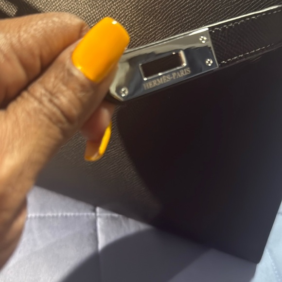 Black Structured Handbag with Colorful Scarf Accents - Picture 5 of 13